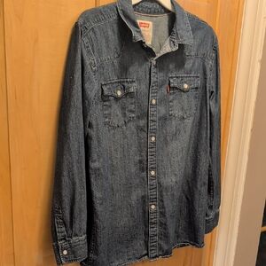 LEVIS Denim Button Up Western Shirt. Like New